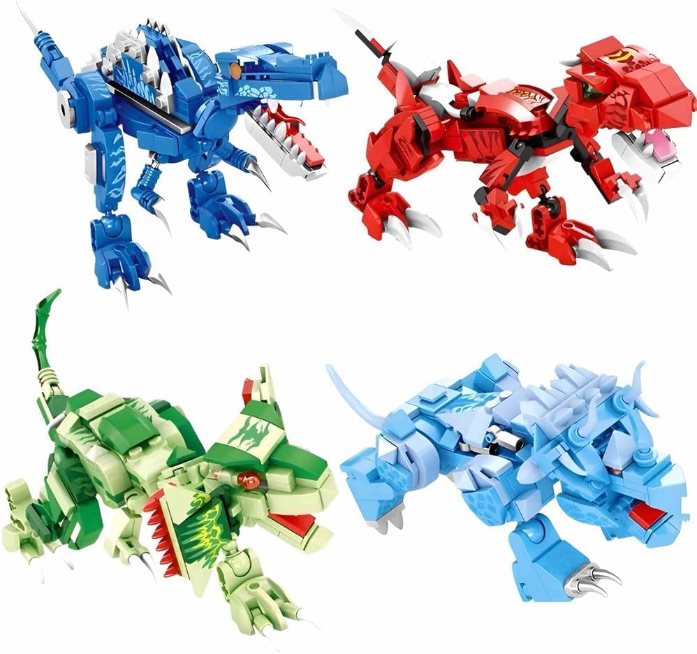 TOYONUS Dinosaur Sets for Boy Age 7 8 9 10 11 12 Years Old  Dragon Building Toy for Kids Christmas Halloween Birthday Gift (4 Set)