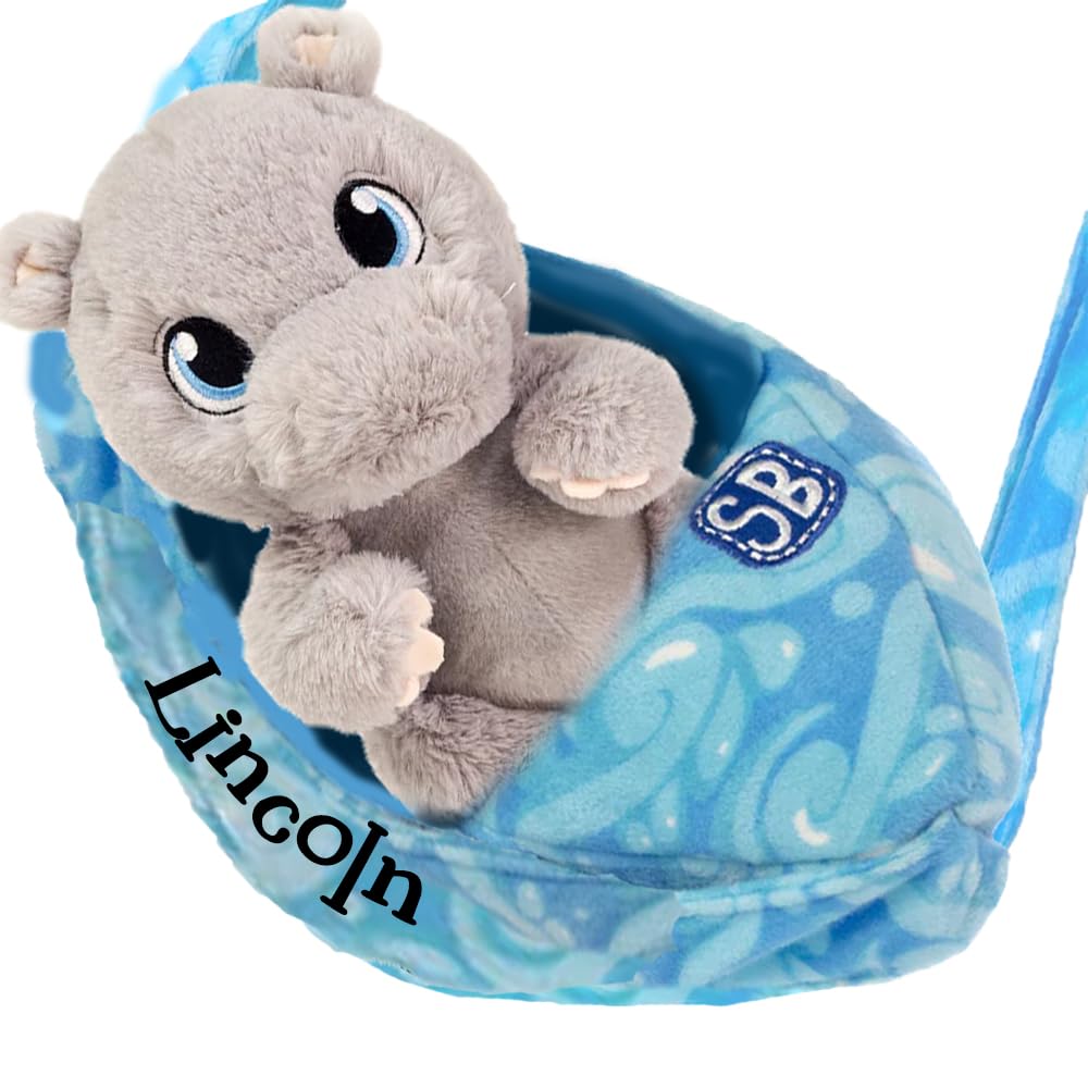 The Trendy Turtle Personalized Hippopotomus Swaddle Baby - Stuffed Animal Keepspirit-inspired flavor and Pouch with Custom Name - 9.5 Inch