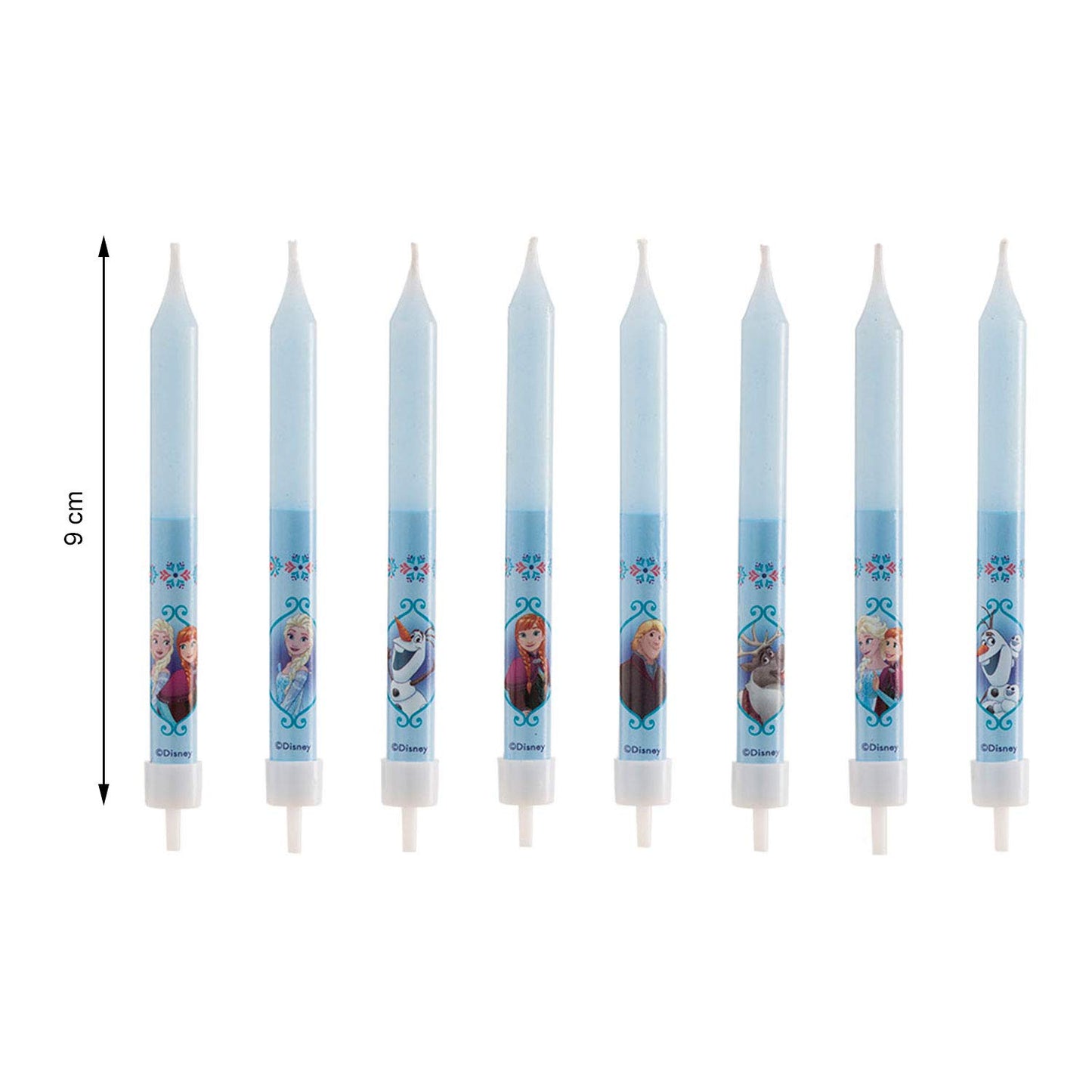 dekora Set of 3D Frozen for Childrens Cakes-8 Decorative Birthday Candle, Wax, Multicoloured, Standard Size