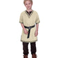 Kids Medieval Costume Boys Viking Tunic Knight Warrior Renaissance Shirts with Belt 10-12 Years Beige