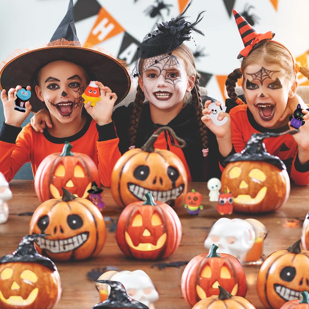 Artcreativity Assorted Halloween Rubber Characters For Kids, Pack Of 10, Variety Of Halloween Figures, Trick Or Treat Supplies, Goodie Bag Fillers, Party Favors, Halloween Themed Bathtub Toys
