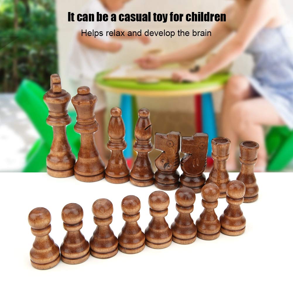 Wooden Chess Pieces,32Pcs Handmade Standard International Staunton Chess Pieces Only Complete Spare Replacement Pieces Interacti