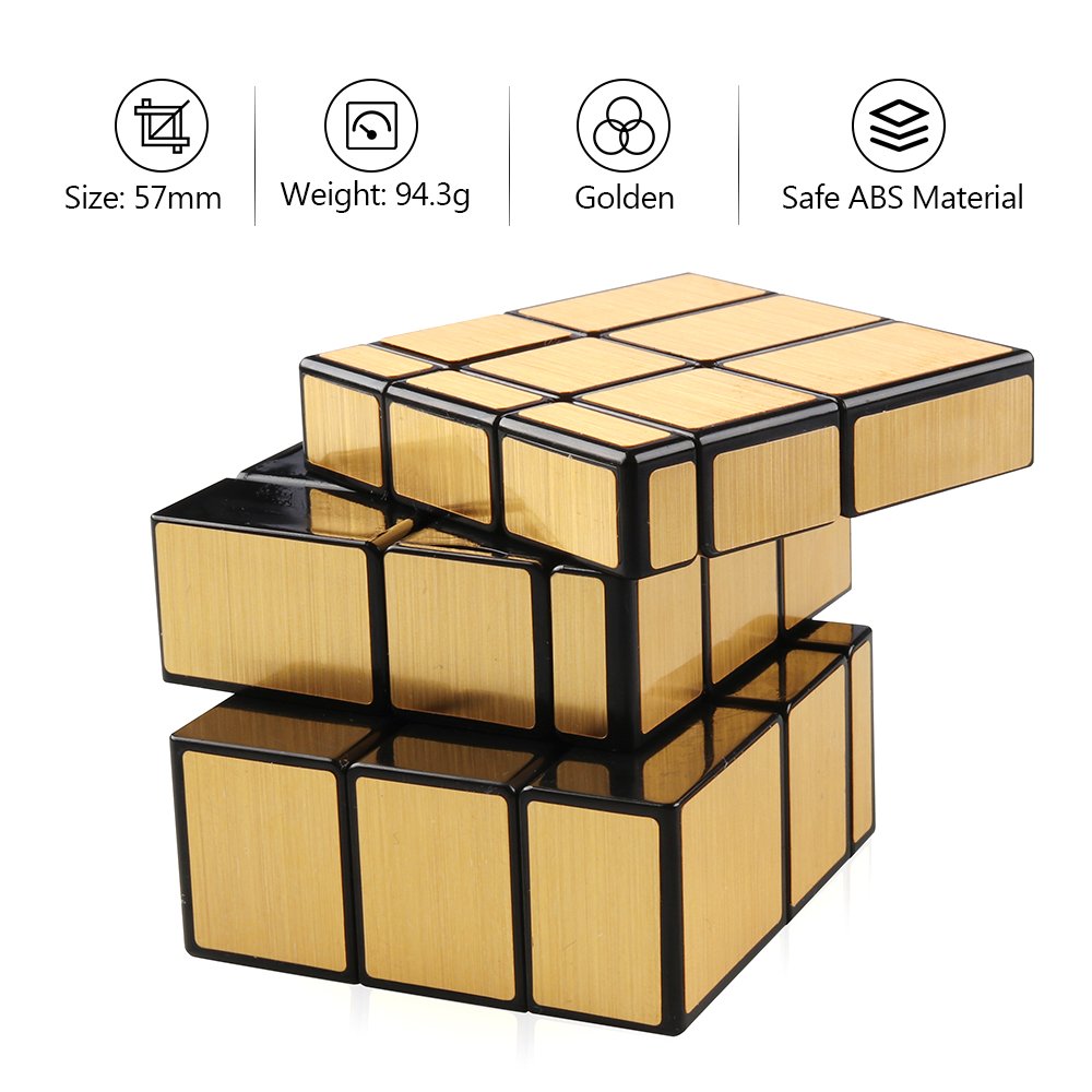 D-FantiX Mirror Cube 3x3 Speed Cube - Gold ABS Puzzle Toy for Kids & Adults, Model AM-TG017