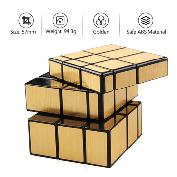 D-FantiX Mirror Cube 3x3 Speed Cube - Gold ABS Puzzle Toy for Kids & Adults, Model AM-TG017