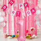 Yumiche First Birthday Decorations for Girl - Pink Balloon Set, 40" '1' Balloon, White Confetti, Happy Birthday Banner