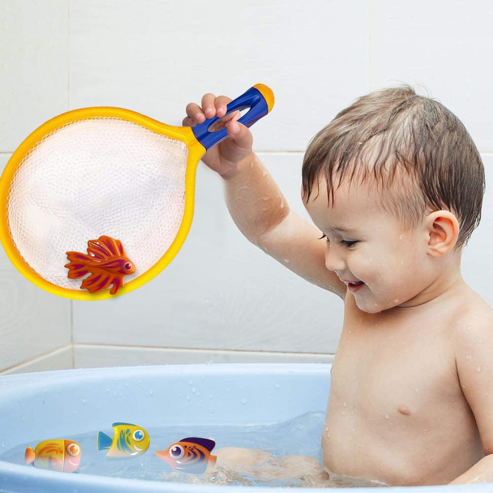 Artcreativity Fishing Net Catch Game Set - Pool Toys For Kids Comes With 2 Fishing Net And 12 Colorful Fish Toys - Bathtub Toys For Boys And Girls - Summer Toys And Great Gift For Children