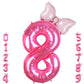 Kwuz 40 Inch Pink Number 8 Balloon with Mini Bow Balloon for Girls 8th Birthday Decorations, Pink Girl Princess Western Cowgirl 
