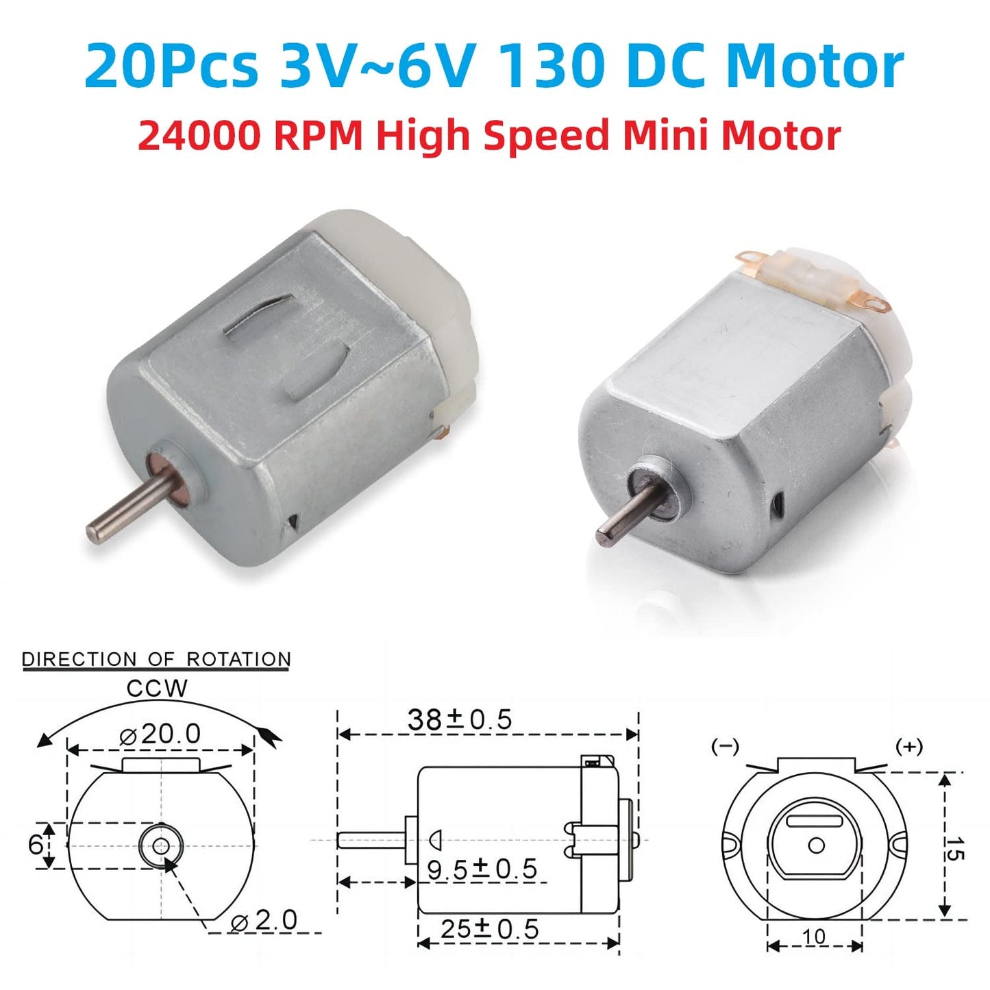 WWZMDIB 20PCS 3V~6V 130 DC Toy Motor DIY Small Production Motor Micro Small Motor