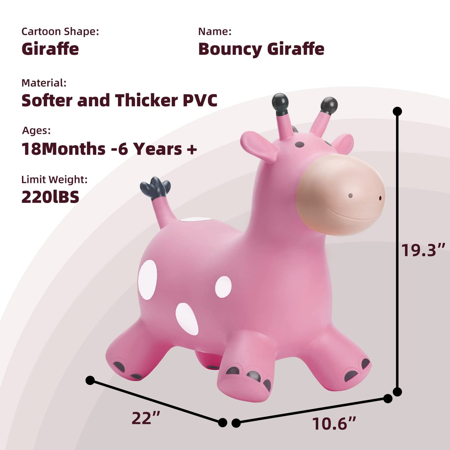 EVERICH TOY Giraffe Bouncy Horse Hopper for Toddlers  Bouncy Animals Jumping Horse  Inflatable Ride on Bouncer Hopping Toys Gifts for Boys and Girls 18 Months 2 3 4 5 6 Years Old