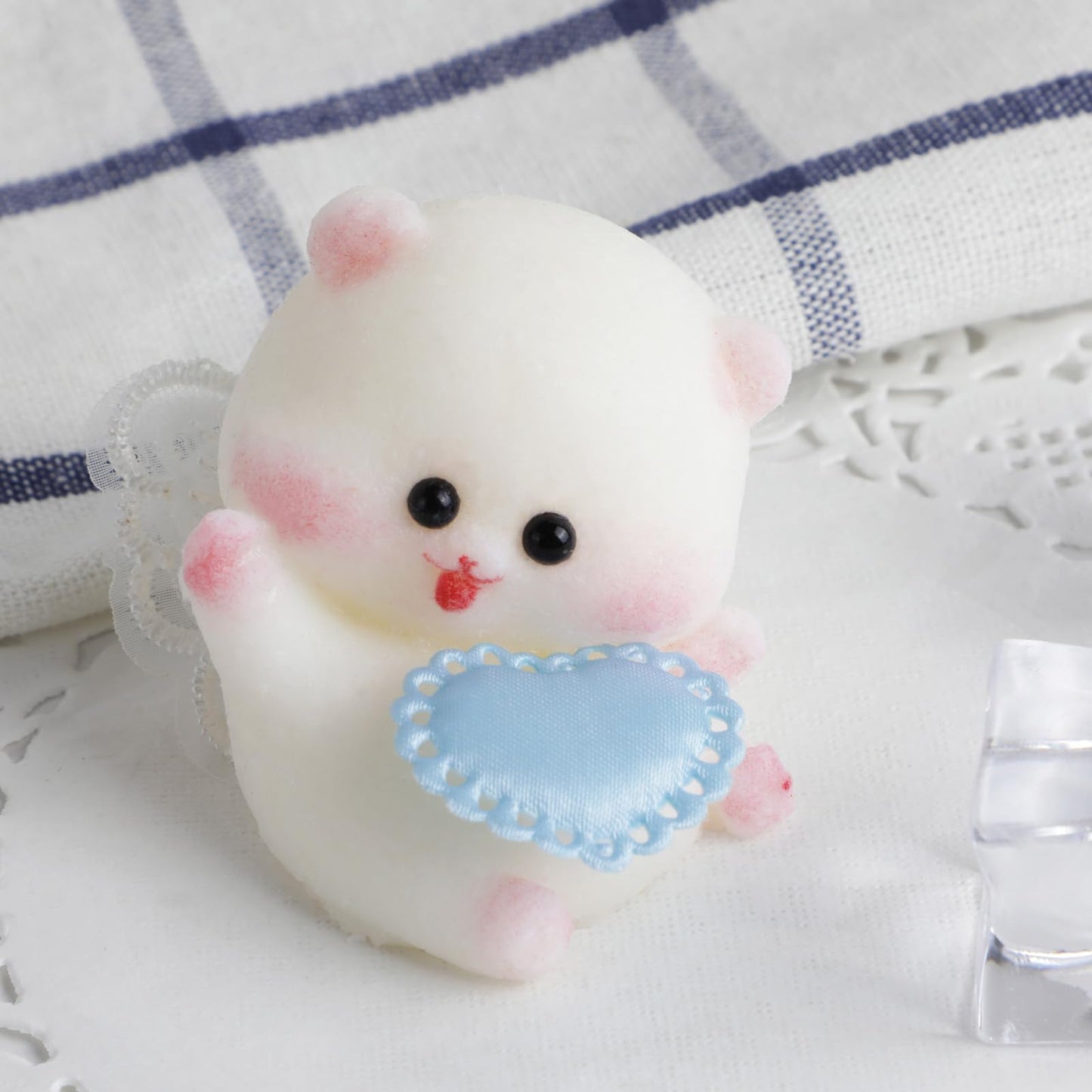 Mini Taba Squishy Kit Angel Bear - Handmade Silicone Kawaii Animal Sensory Toy For Kids, Perfect As Bag Charms