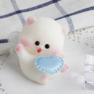 Mini Taba Squishy Kit Angel Bear - Handmade Silicone Kawaii Animal Sensory Toy For Kids, Perfect As Bag Charms