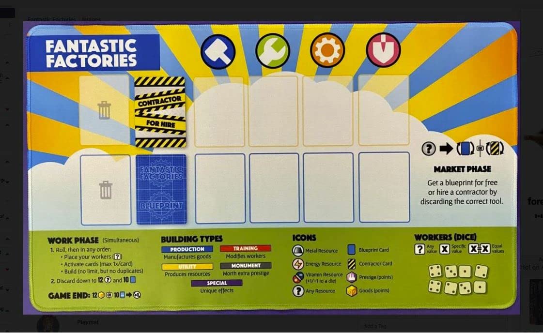 Deep Water Games Fantastic Factories The Board Game: Playmat