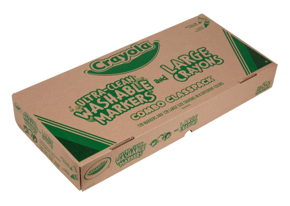 Wholesale CASE of 5 - Crayola Large Crayon & Washable Marker Classpack-Crayons/Marker Combo,Washable,128 Crayons,128 Markers,Ass