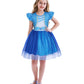 Wonderbabe Chloe Descendants Costume Girls Rise Red Costume Blue Dress Birthday Party Outfits Princess Dress Up Tulle Mesh Dress
