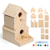 SainSmart Jr. Bird House 2-Story, Wooden Birdhouse Kids Woodworking Kit with Brushes and Paint - DIY Woodcraft Building Projects
