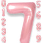 Rainbowq Party 7 Balloon Number 40 Inch For Boy Or Girl Big Pink 0-9 Foil Mylar Large 7 Number Balloon Happy 7Th Birthday Party