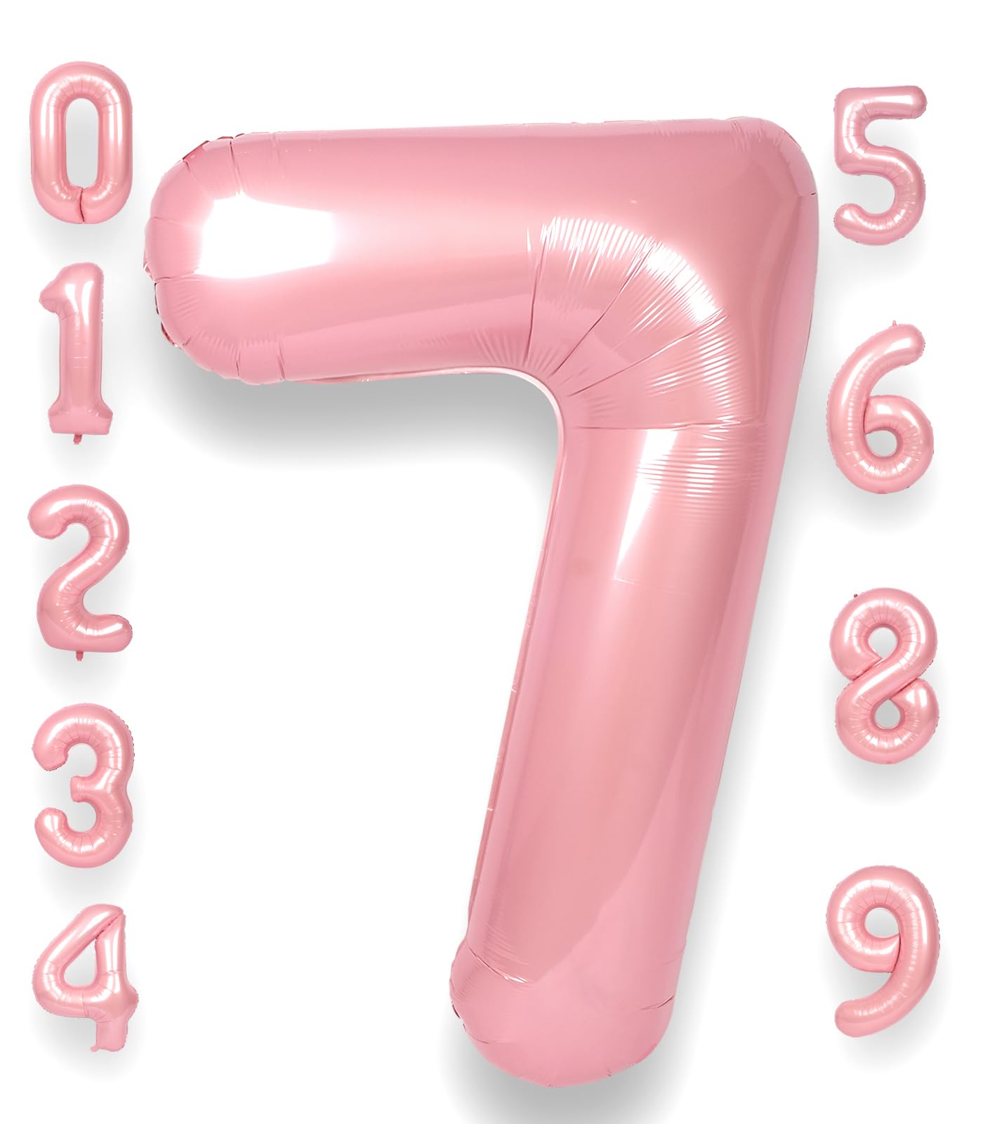 Rainbowq Party 7 Balloon Number 40 Inch For Boy Or Girl Big Pink 0-9 Foil Mylar Large 7 Number Balloon Happy 7Th Birthday Party