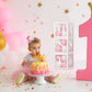 HDLJD Baby Girl First Birthday Party Decorations - 'ONE' Letters, 10" White & Baby Pink Square Boxes with 24 Balloons, Model HZ001
