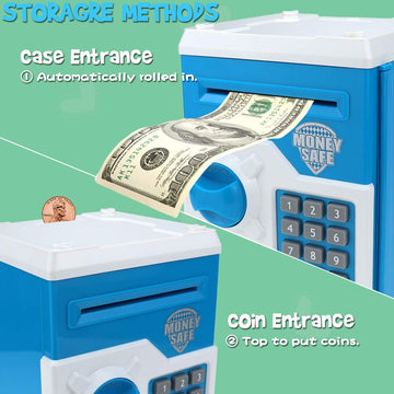 Yoego Kids Money Bank, Electronic Piggy Banks, Great Gift Toy For Kids Children, Auto Scroll Paper Money Saving Box Password Coi