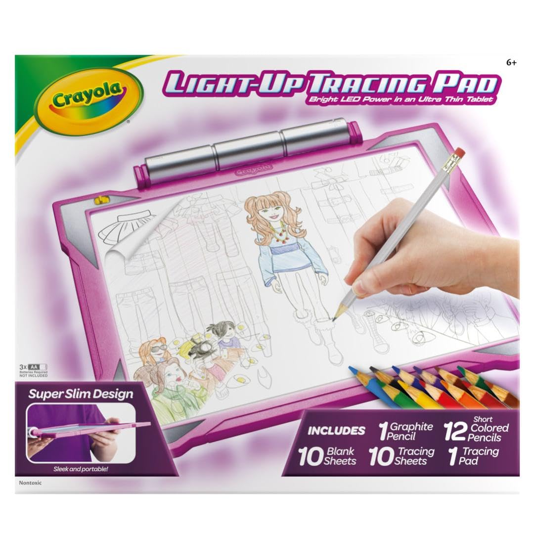 Crayola Light Up Tracing Pad - Pink, Writing & Drawing Art Kit For Kids, Kids Toys & Games, Tracing Light Box, Easter Gifts For Girls & Boys, 6+ [Amazon Exclusive]