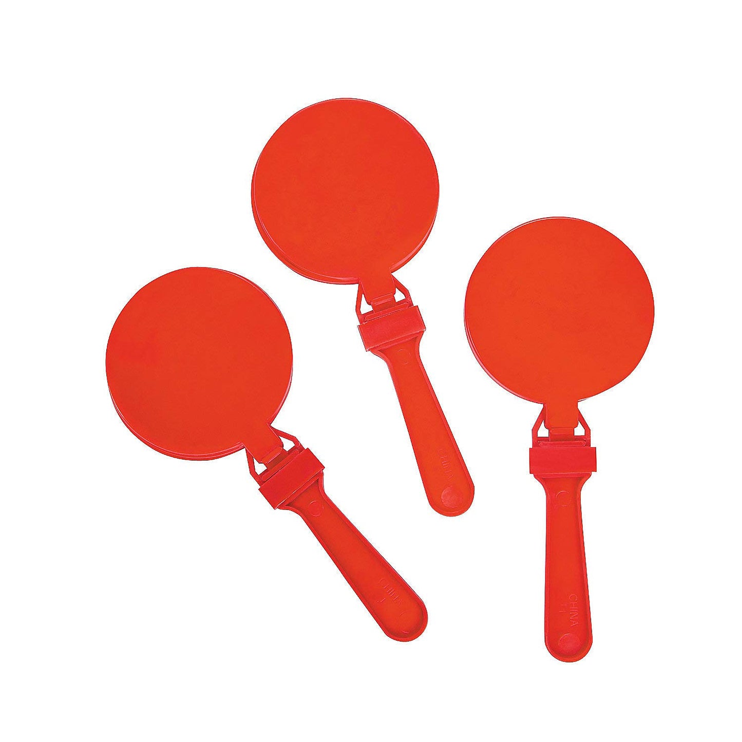 Fun Express Red Round Hand Clapper Noisemakers - Set Of 12 - Party Favors, Classroom Handouts