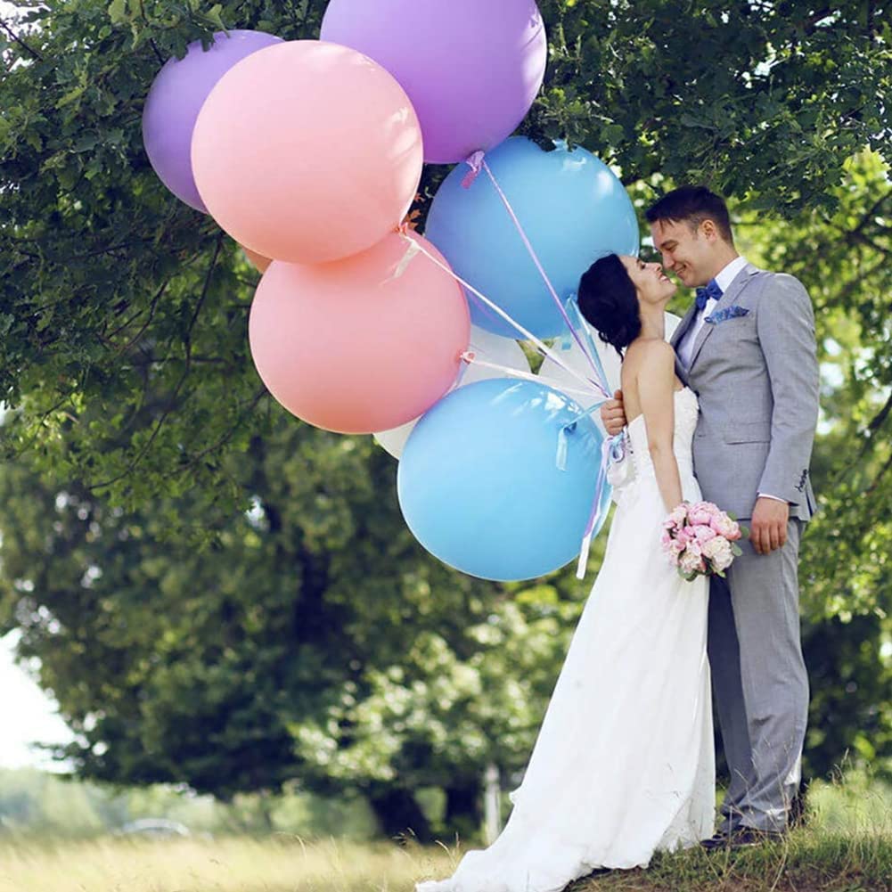 Lovestown 36 Inches Pastel Balloons, 12 Pcs Large Macaron Balloons Jumbo Latex Party Balloons Giant Round Balloons For Wedding Party Festival Decorations