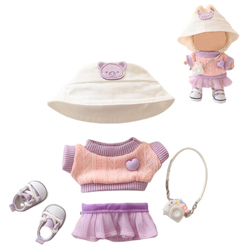 Mrwtesio Doll Clothes for Lububu  enhanced 5-Piece Lububu Outfits Set  7 Inch Lububu Clothing Accessories (No Doll) (Purple)