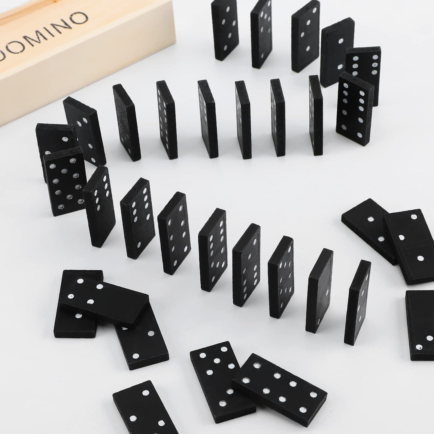 Deekin 50 Pack Mini Dominos Set for Adults Bulk 28 Tiles Double 6 Dominoes Game Domino Party Favors Wooden Board Games with Wood