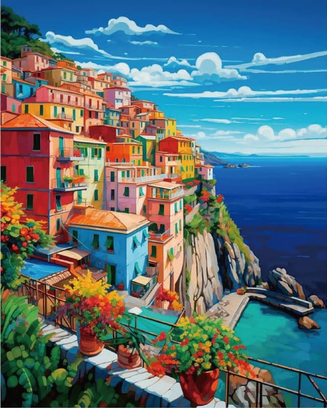 Tulip N Turtle Cliff Side Diy Acrylic Paint By Number Kit For Adults Beginner Canvas Painting By Number Acrylic Painting. Wall D