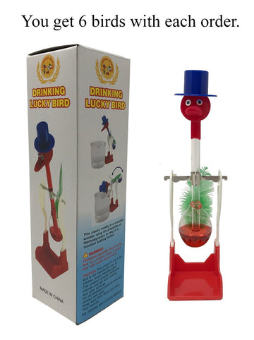 Drinking Bird Perpetual Motion (6 Pack) Original Vintage Retro Magic Sippy Dipping Bird Science School Wholesale Bulk Set Of 6
