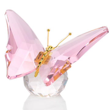 Movdyka Crystal Butterfly Decor Figurines Gifts For Women, Pink Glass Butterfly Craft Desk Office Dcorations Table Centerpieces,