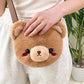 Amamcy Cute Stuffed Animal Purse For Girls 3D Bear Panda Head Crossbody Bag Fluffy Pig Frog Shoulder Bag Plush Animal Bag