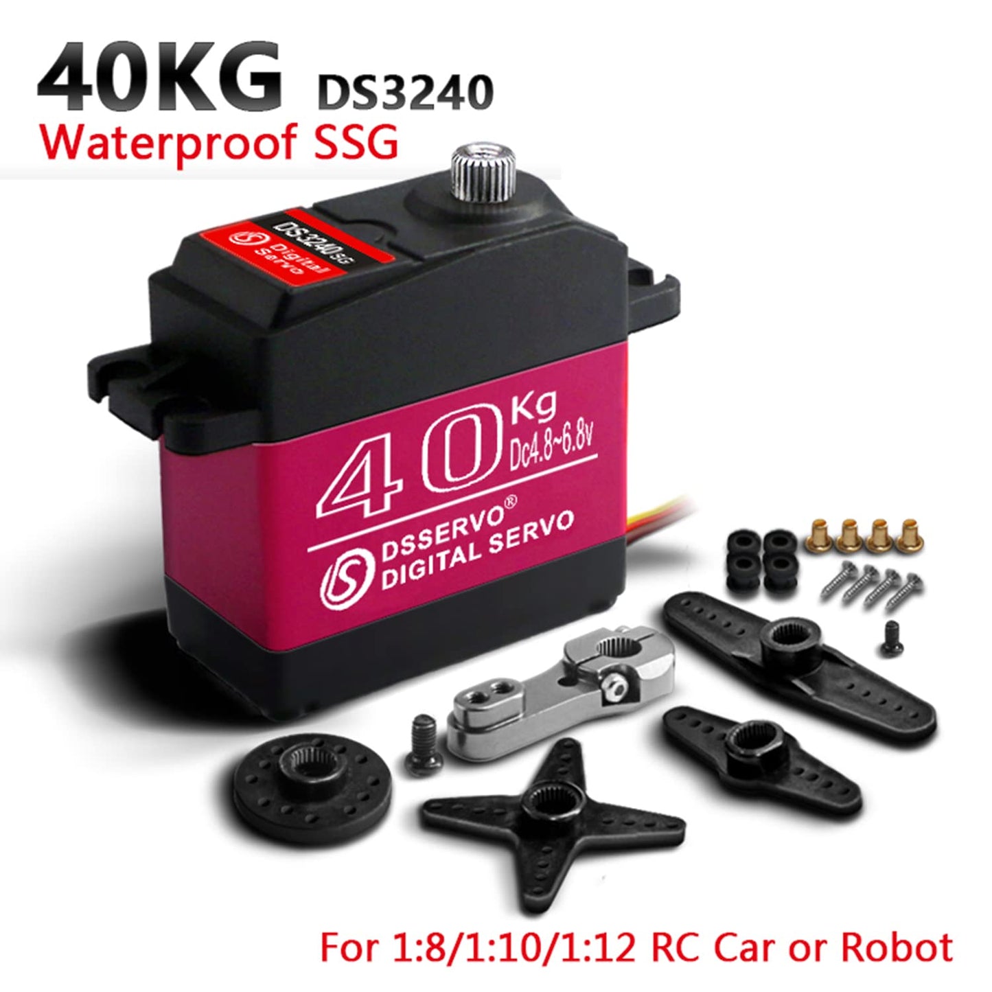 ZOSKAY Servo Motor 40Kg High Speed servo Metal Gear Digital Servo RC Baja Servo for 1/8 1/10 Scale RC Cars (180 Degree)