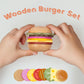 WOODENFUN Pretend Play Food Set for Kids,Wooden Fast Food Playset with Tray Hamburger Cola Fries Combo,Play Kitchen Accessories