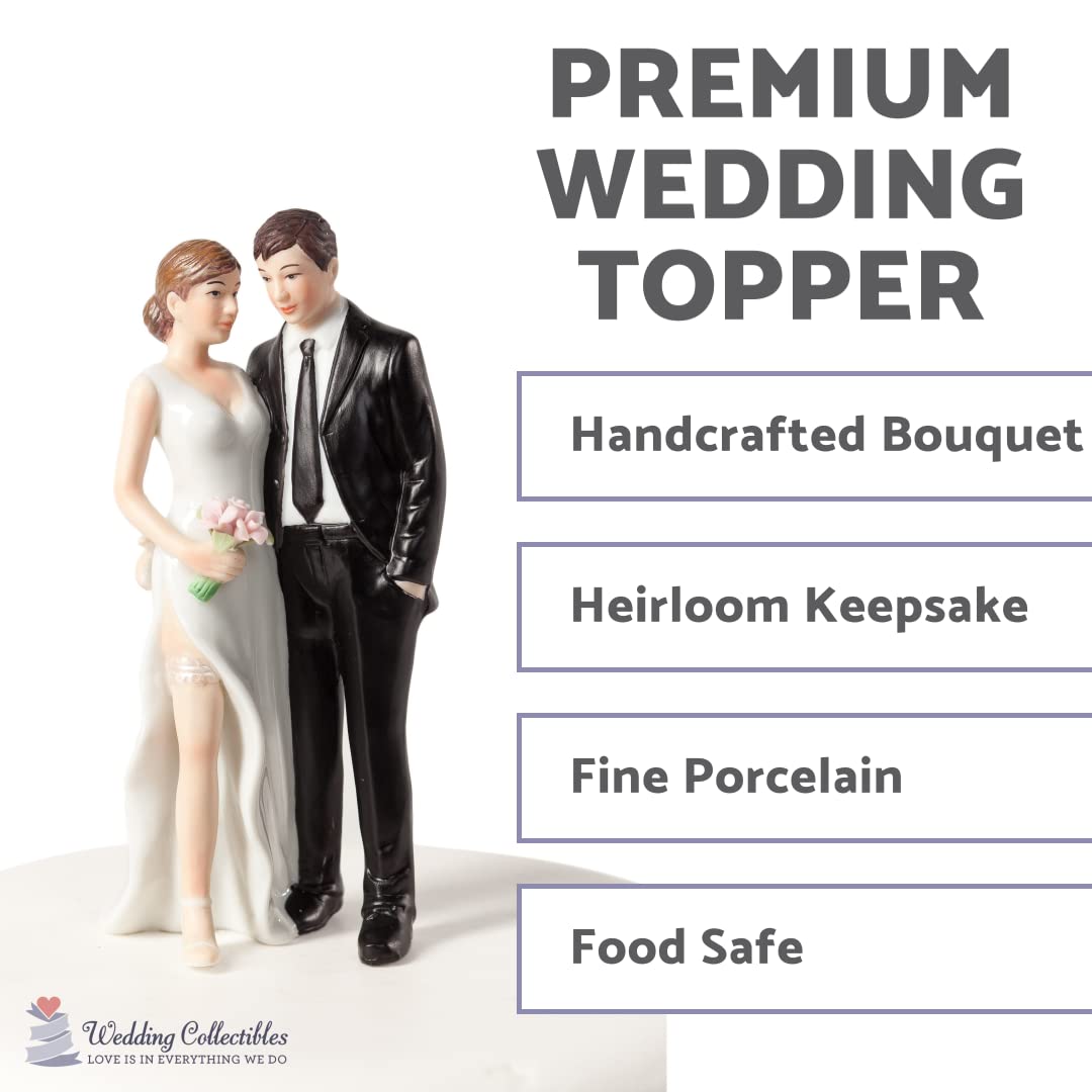 Wedding Collectibles Cake Topper - Funny Sexy Tender Touch Figurine, 5.25" Porcelain, Humorous Bride & Groom Decor