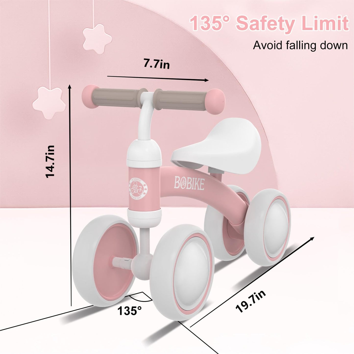 Baby Balance Bike Toys For 12-36 Months Kids Toy Boy And Girls Gifts Toddler Best First Birthday Gift Children Walker No Pedal Infant 4 Wheels Bicycle (Colorful, Pink-Light)
