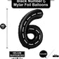 Bbpool Race Car Number 6 Balloon, 40 Inch, Black, Birthday Party Decoration