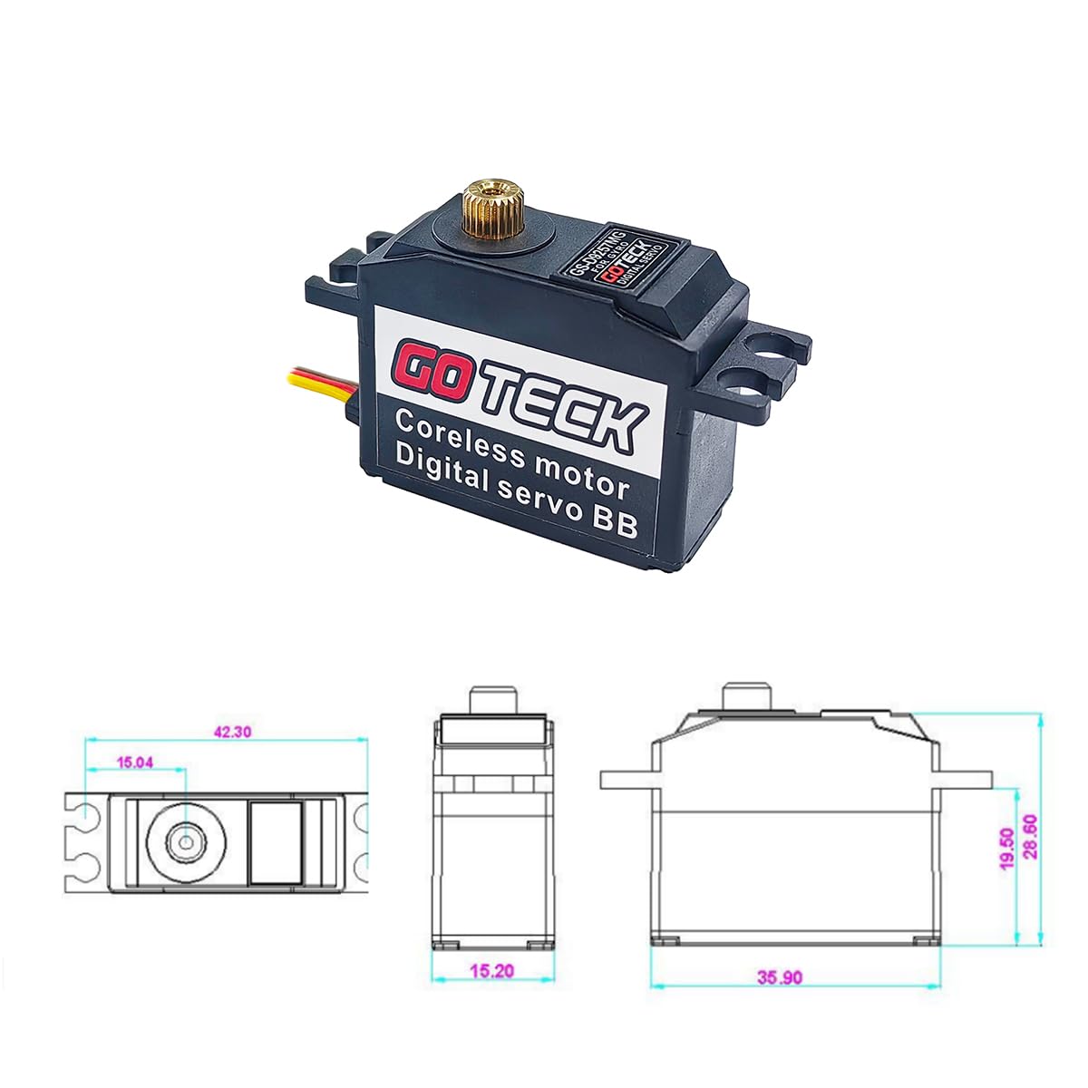 GOTECK 2PCS D9257MG 25g Full Metal Gear Digital Servo,for Trex 450 500 RC Helicopter Airplane Fixed-Wing