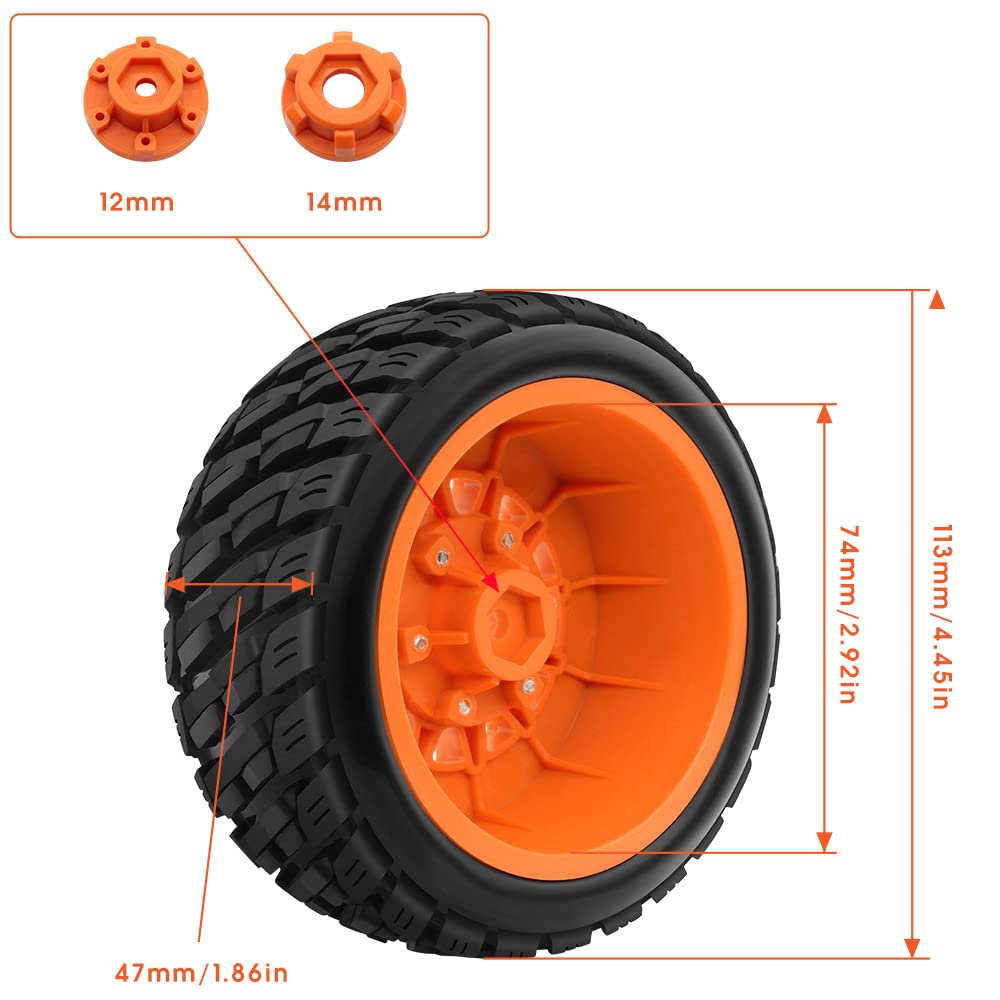 GLOBACT RC Truck Tires for 1/10 Scale Arrma Senton Tires Slash Tires Axial Redcat Rc4wd Hex Detachable Replacement 14mm 12mm RC