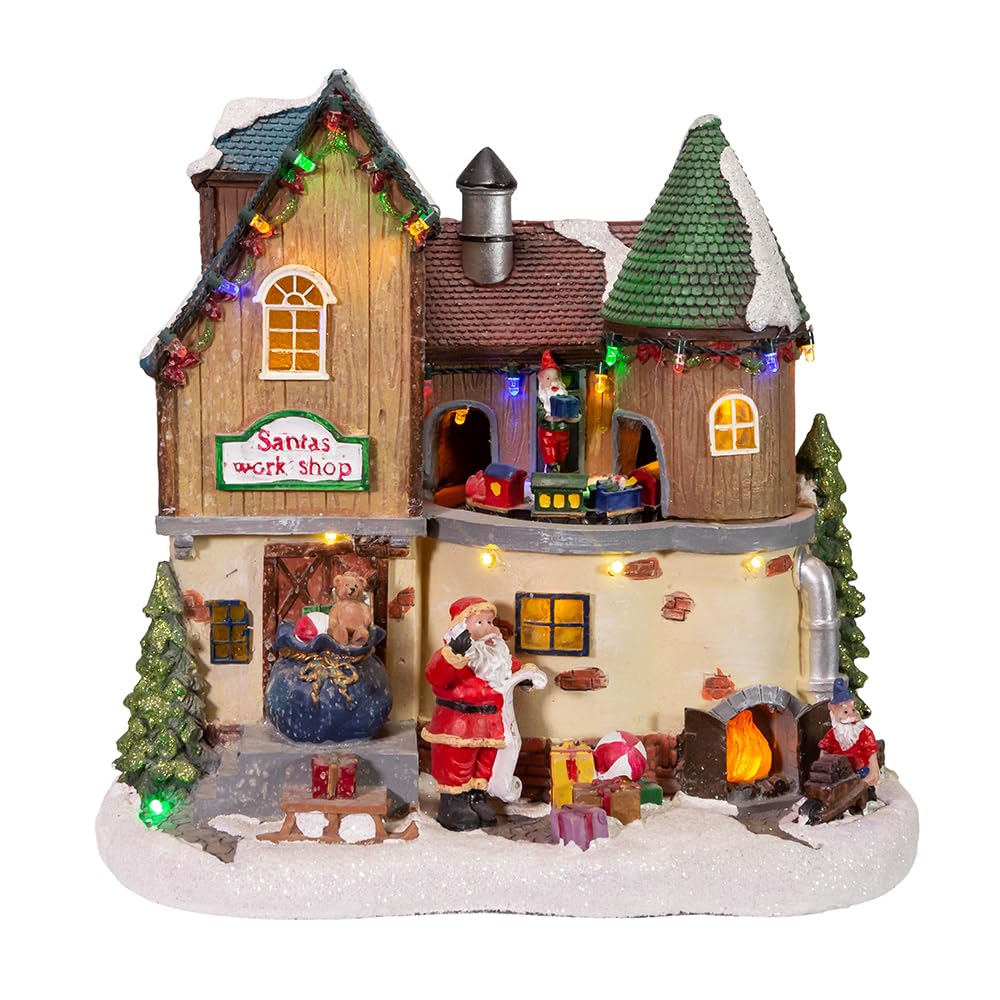 Kurt S Adler C5620 Battery-Operated Musical Led Santas Workshop Table