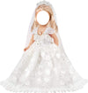 Bride Doll-Clothes-And-Accessories - White Wedding Dress With Long Lace Veil Evening Party Clothes Wears Gown Dress Outfit With