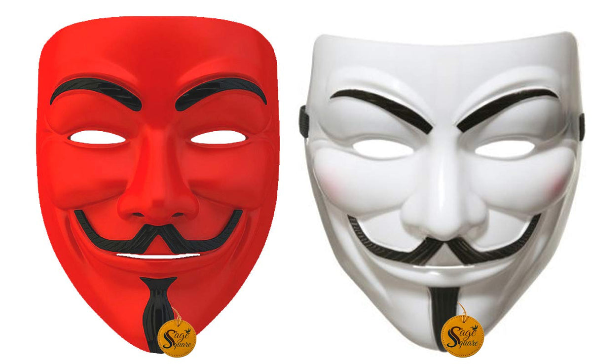 Sage Square Red & White Vendetta Comic Face Mask Fawkes Mask Anonymous Vip Edition FaceMask Perfect Fit Cosplay Protest V For V