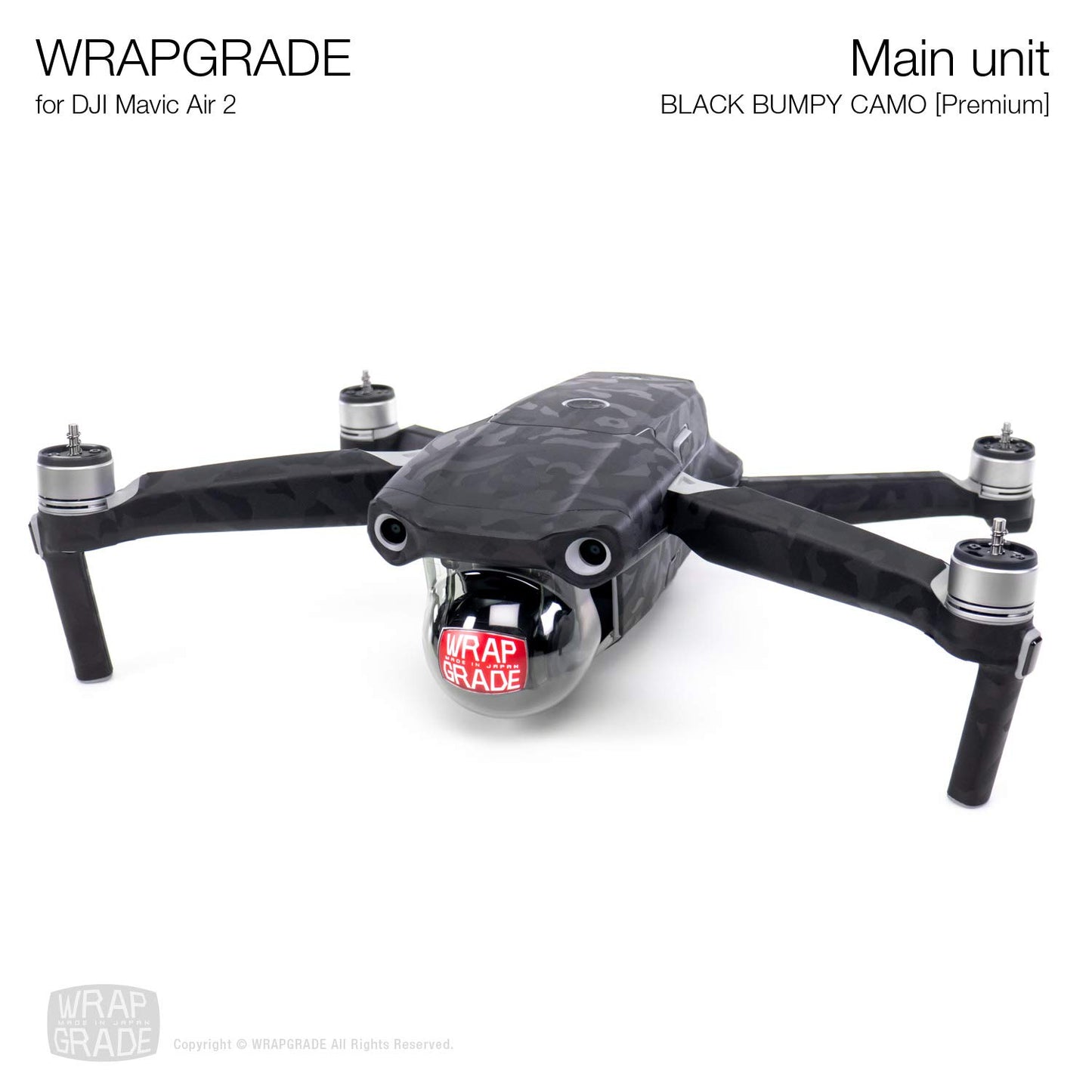 Wrapgrade Main Unit Skin Compatible With Dji Mavic Air 2 (Black Bumpy Camo)