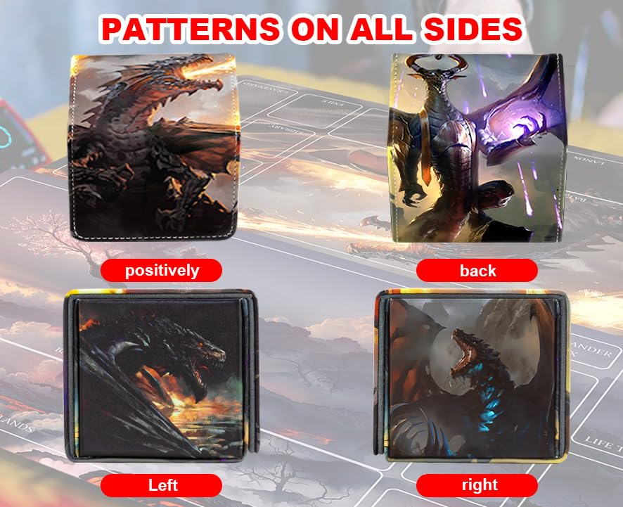 Sabermaster Card Deck Box Fits For Ygo Mtg,100+ Card Storage Box Trading Games Pu Leather Storage Premium Deck Case (Mtg Dragon)