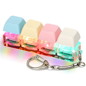 Keyboard Fidget Toys For Adults Keyboard Clicker With Led Light Keychain Fidget Sensory Fun Toys For Anxiety Decompression (Macaroon1, 4 In 1)