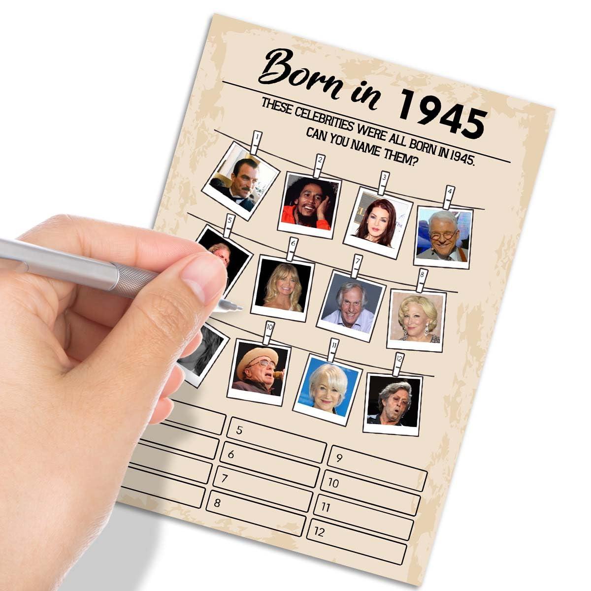 Qupt 80Th Birthday Party Games, Born In 1945, 30 Cards, Adults, History, English, Card Game, 18+