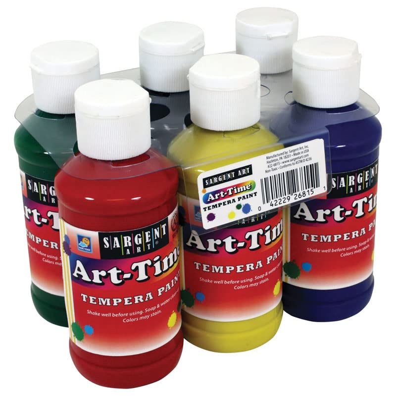 Art-Time Tempera Set, 4 oz., Primary Colors, 6 Per Set, 2 Sets