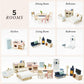 Le Toy Van - Wooden Dolls House Full Starter Furniture & Accessories Play Set For Dolls Houses | Girls Or Boys Dolls House Furniture Sets - Suitable For Ages 3+
