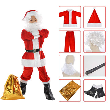 Mongbyya Children'S Deluxe Santa Suit 9Pc. Christmas Child Santa Claus Kids Halloween Costume Cosplay For 6+ Years Old (S)