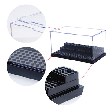 Wmm Minifigure Display Case For Action Figures Blocks, Dustproof Acrylic Display Box Storage With 3 Movable Steps For Collection